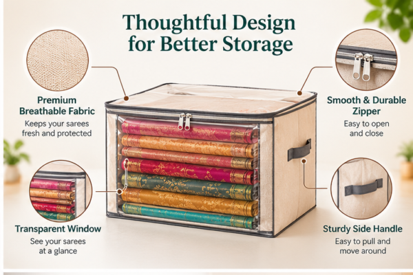 Saree Storage Cover with Clear Window & Zip