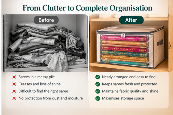 Saree Storage Cover with Clear Window & Zip